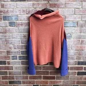 Free people color block knit sweater